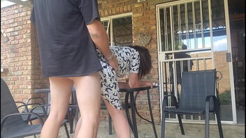 Neighbour’s wifey helps me to come outdoors in a homemade video.