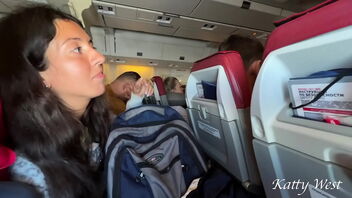 Public airplane affair: passionate and reckless public oral pleasure experience