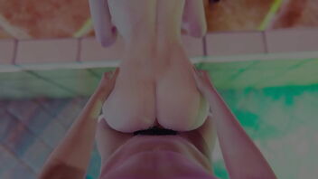 Popular Chinese adult star swims in the pool in this uncircumcised hentai.