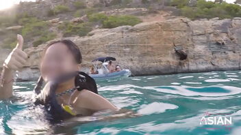 Public beach fuck-a-thon with a Chinese woman and an underwater internal ejaculation