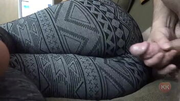 Yoga professor gets decorated in jizz on her ass.