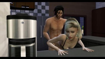 Three dimensional animated hot cougar in kitchen scene for women’s pleasure